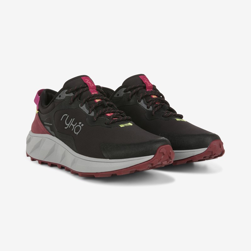 Ryka Apex Trek Hiking Sneakers Black Fabric/leather 11.0 M Lightweight