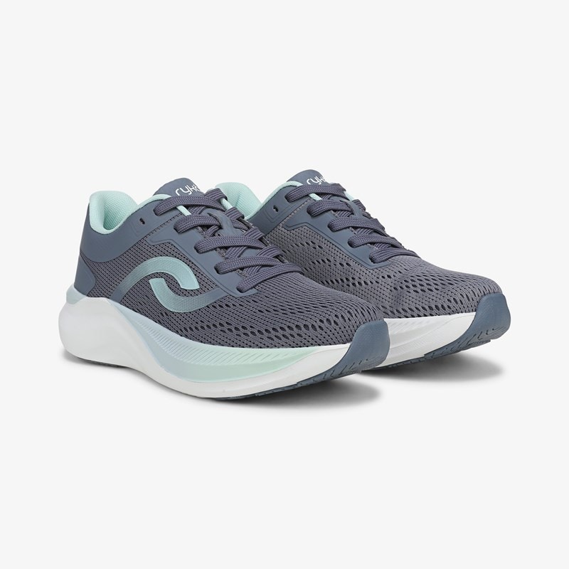 Ryka Convoy Walking Sneakers Flintstone Blue Mesh 8.5 M Arch Support, Lightweight