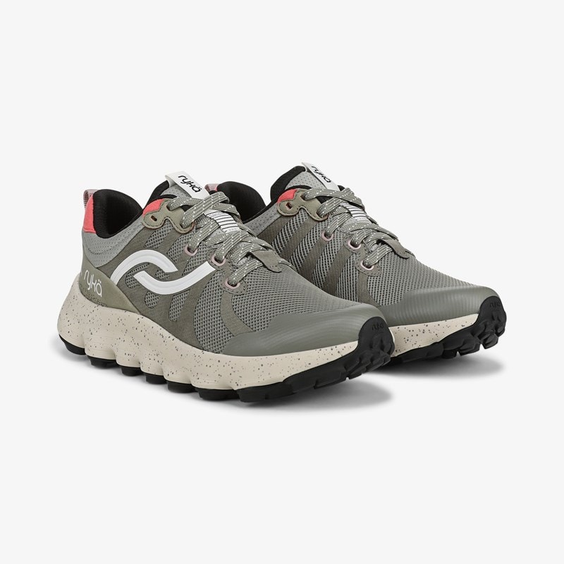 Ryka Podflow Tr Trail Walking Sneakers Vetiver Green Mesh Fabric 5.5 M