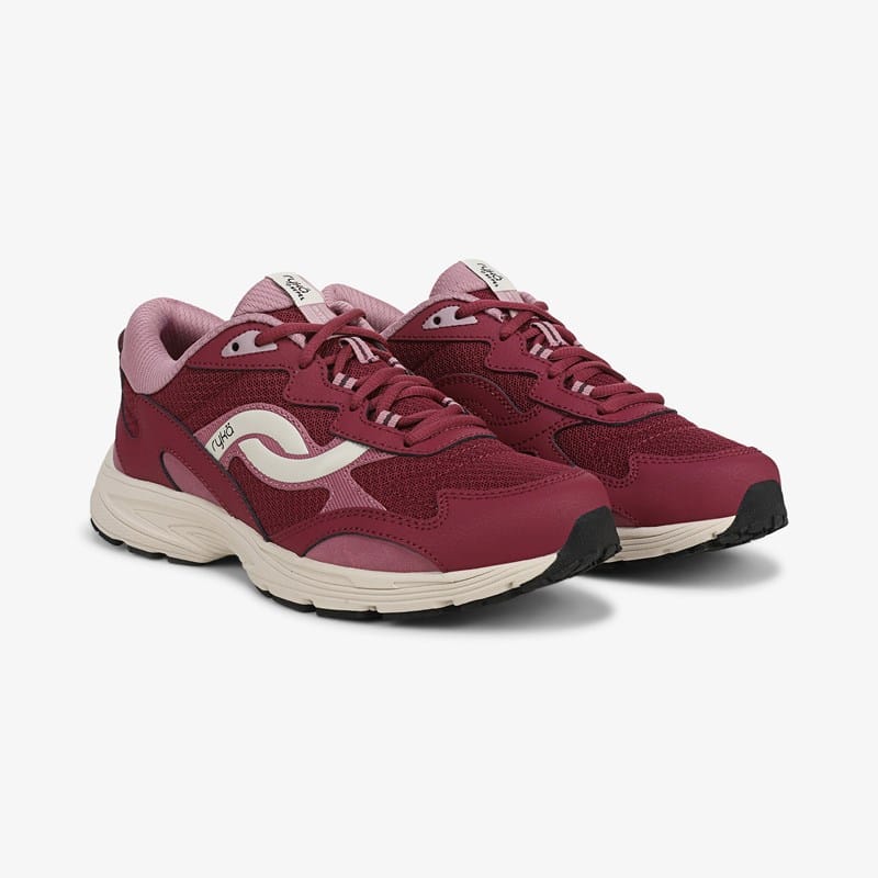 Ryka Women's Skyscape Walking Sneakers Berry Red Leather/Mesh Fabric/leather 10.0 W Lightweight