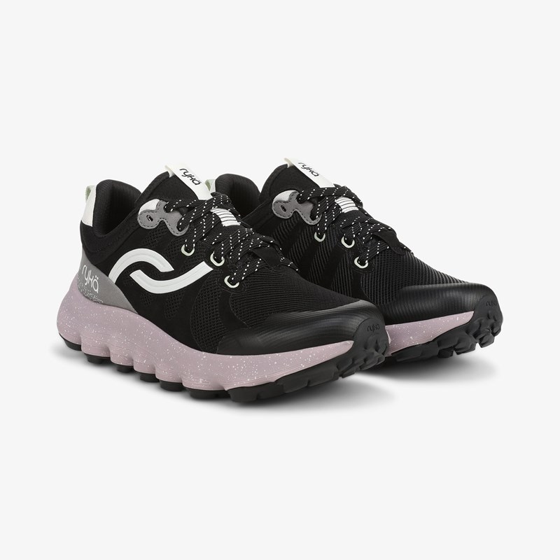 Ryka Podflow Tr Trail Walking Sneakers Black/Purple Mesh Fabric 11.0 W